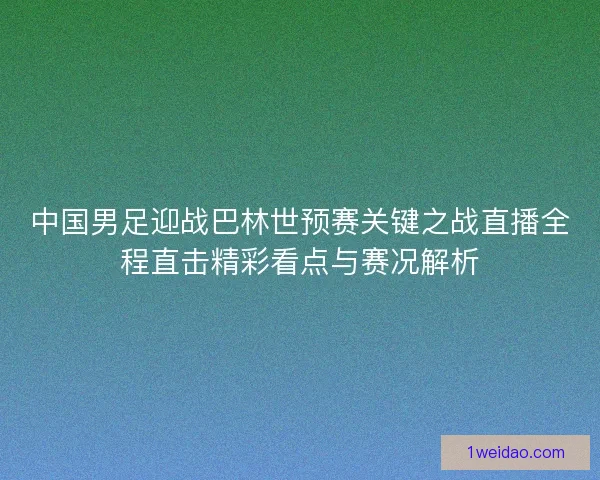 中国男足迎战巴林世预赛关键之战直播全程直击精彩看点与赛况解析