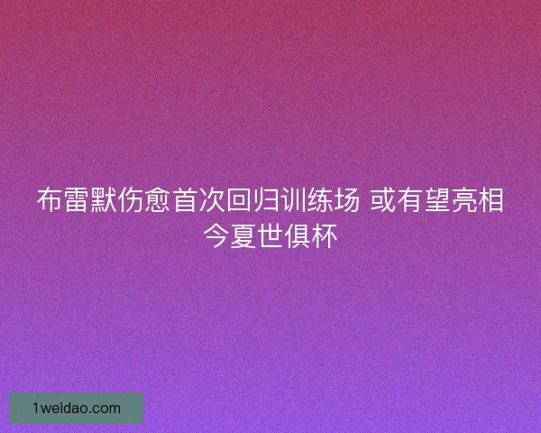 布雷默伤愈首次回归训练场 或有望亮相今夏世俱杯